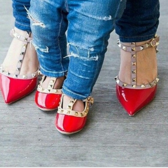 Other - ‘LIL’ PUNKY’ Rockstar Stud Mary Janes in Red